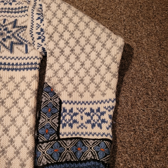 Dale Of Norway Pure Wool Blue Cream Cardigan Sweater - Picture 10 of 13